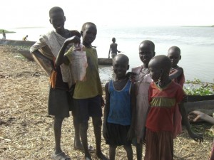 South Sudanese Kids standing by river